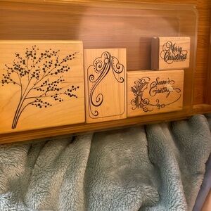 Decorative Wooden Stamp Set - holiday season